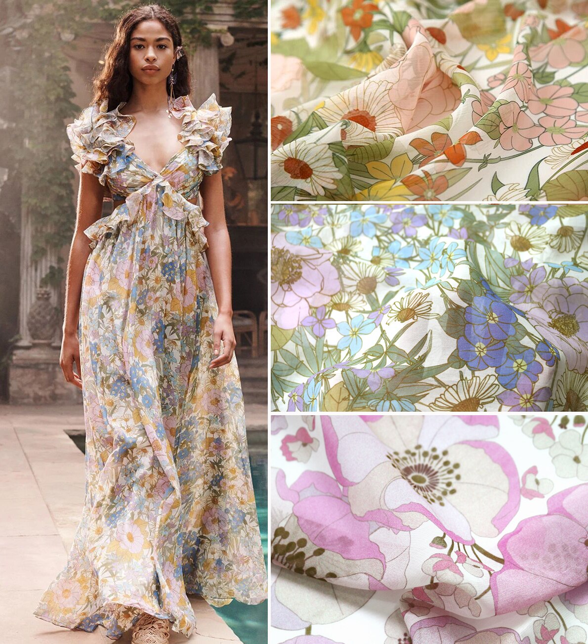 Tela de seda rosa para vestido de boda, Material de gasa de algodón, Georgette, por metro