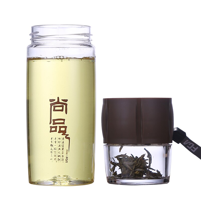 Botella de agua deportiva de plástico de 400ML, botella de infusión de té, tetera portátil de kungfú, colador de té chino para viajes al aire libre, gimnasio y Fitness