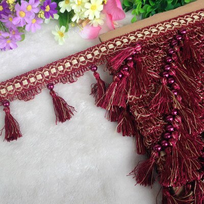 12 piha / tontti verho pitsi koriste tupsu hapsu diy helmet pallo sohva pöytäliina pitsitarvikkeet roikkuu side ompelu: 12 jujube punaista