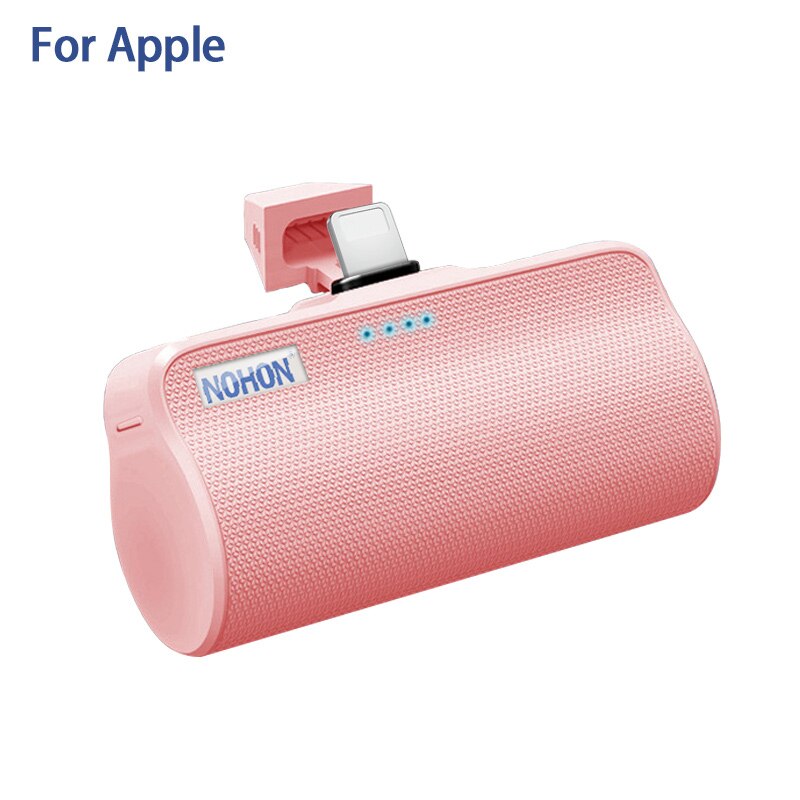 NOHON-Banco de energía para iPhone, Xiaomi, Samsung y Huawei, interfaz Micro tipo C de Apple, cargador de batería externo portátil de 3000mAh: Pink For Apple