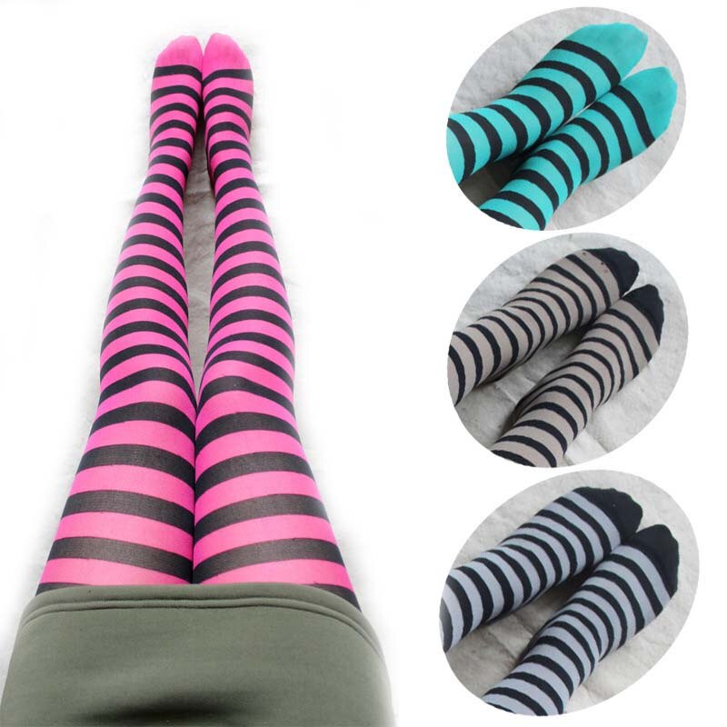 Hoge Kid Meisjes Vrouwen Dij Hoge OVERKNEE Kousen Lange Katoen Polyester Kousen Meisjes Panty Gestreepte Kousen Katoenen Doek