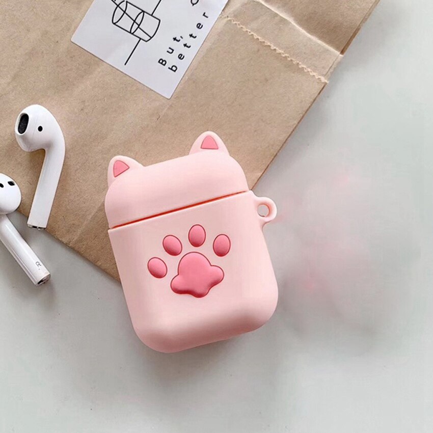 Per airpods 2 Caso Sveglio Del Fumetto Del Gatto Coperchio di Protezione con una Bella cordino Caso della copertura del silicone Per l'aria baccelli Auricolare Senza Fili capa: B8