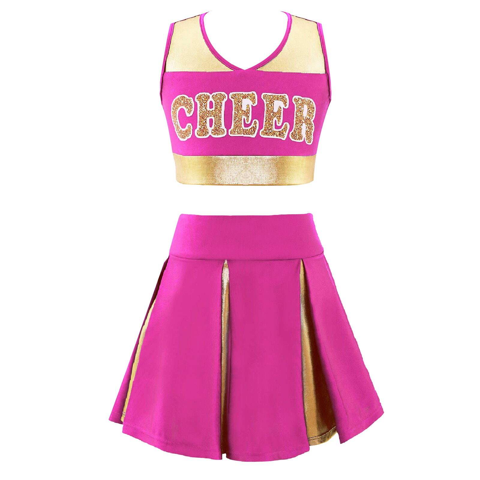 Kids Meisjes Cheerleading Suits Meisjes Dans Kleding Patchwork Stijl Brief Afdrukken Crop Top Met Elastische Tailleband Rok Meisjes