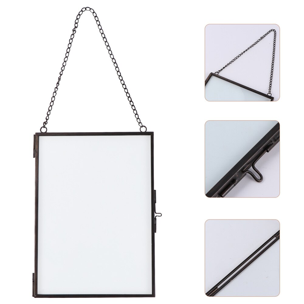 Clip para foto de Prame de cristal colgante, marcos de fotografía decorativos, soporte para espécimen, Marcos colgantes para fotos, marcos de decoración de pared