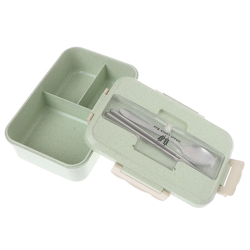 Lunch Box Food Container Korean Sealed Student Plastic Box for Food Bento Box Heated Lunchbox Kids Lunchbox Snack Straw Wheat: Green