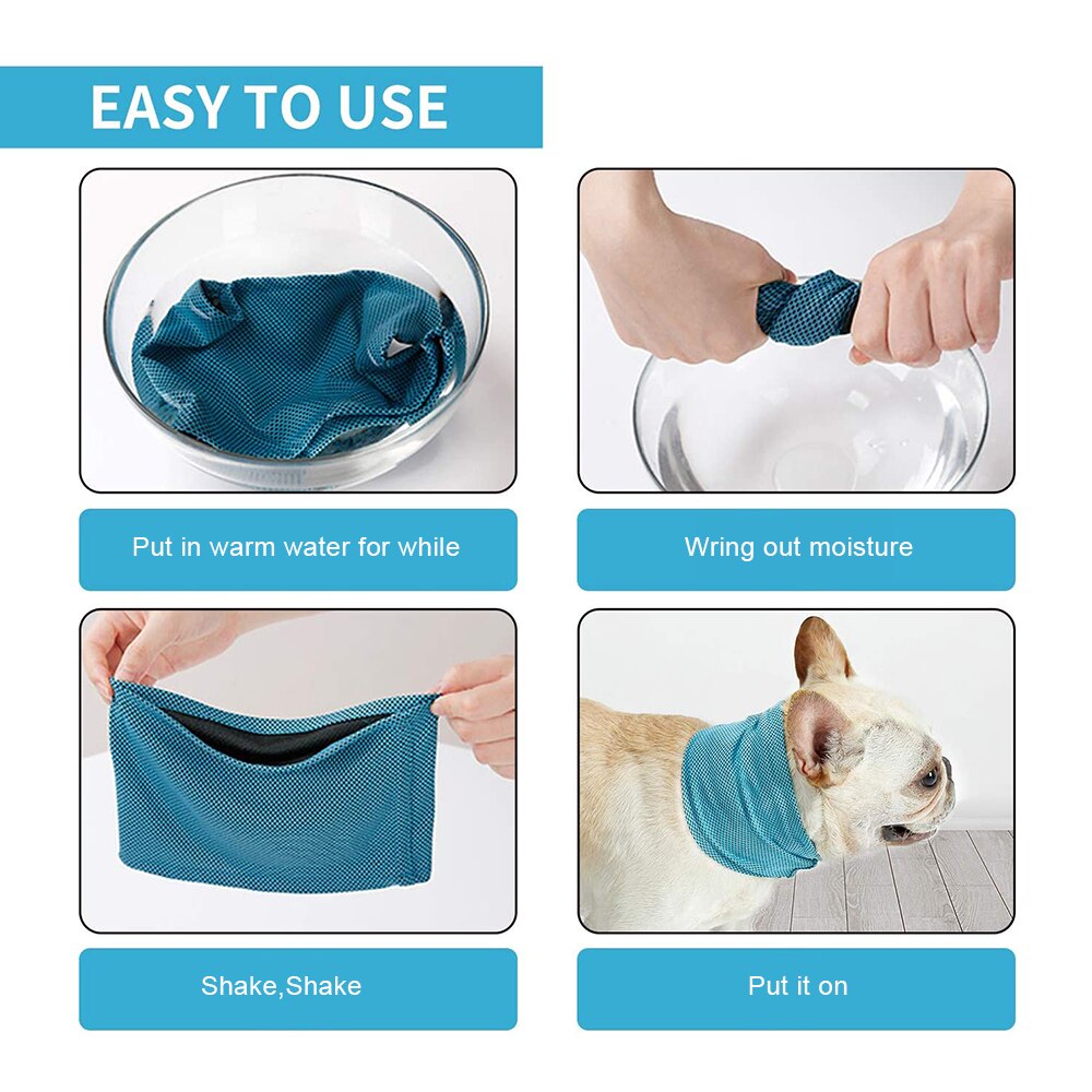 Verano mascota Bandana refrescante perro instantáneo hielo pañuelo frío Bulldog Sunstroke prevención toalla para cachorro collar fresco verano toalla bufanda