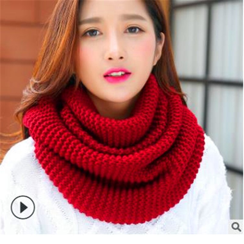 Winter han editie sjaals breien wol kraag vrouw met dikke warme pure kleur 2 val hoofddoek  cn009: Cn009-4