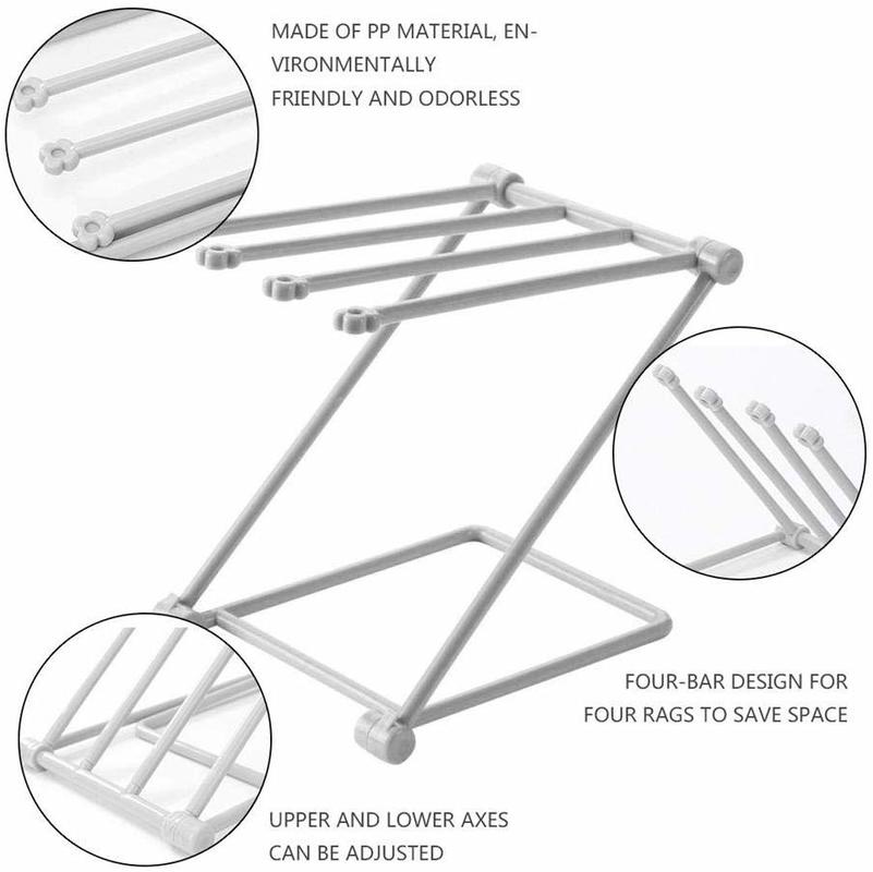 Estante de secado plegable para cocina, trapos para cocina, soporte para estante, botella de leche de alimentación, soporte plegable de vidrio de escritorio
