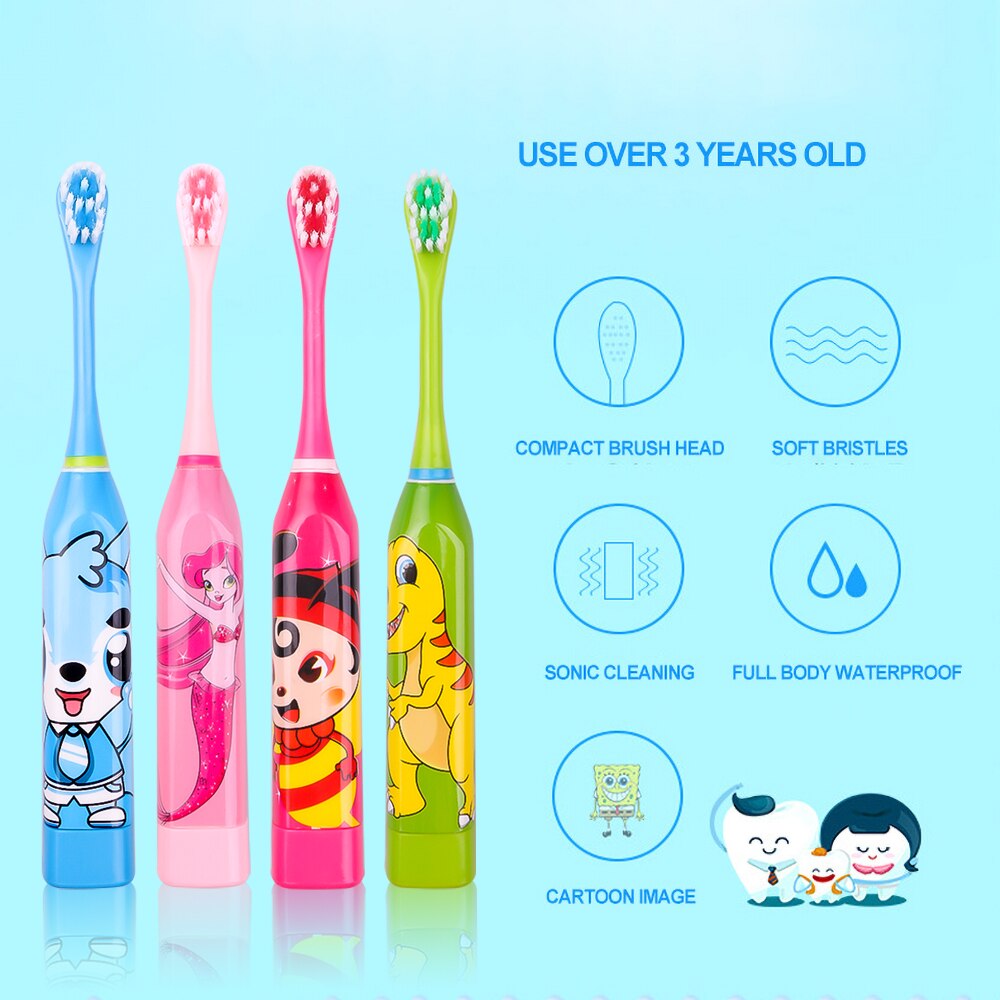 Kids Electric Toothbrush Brush Head Children Cartoon Pattern Double-sided Tooth Brush Electric Battery Teeth Brush For Kids