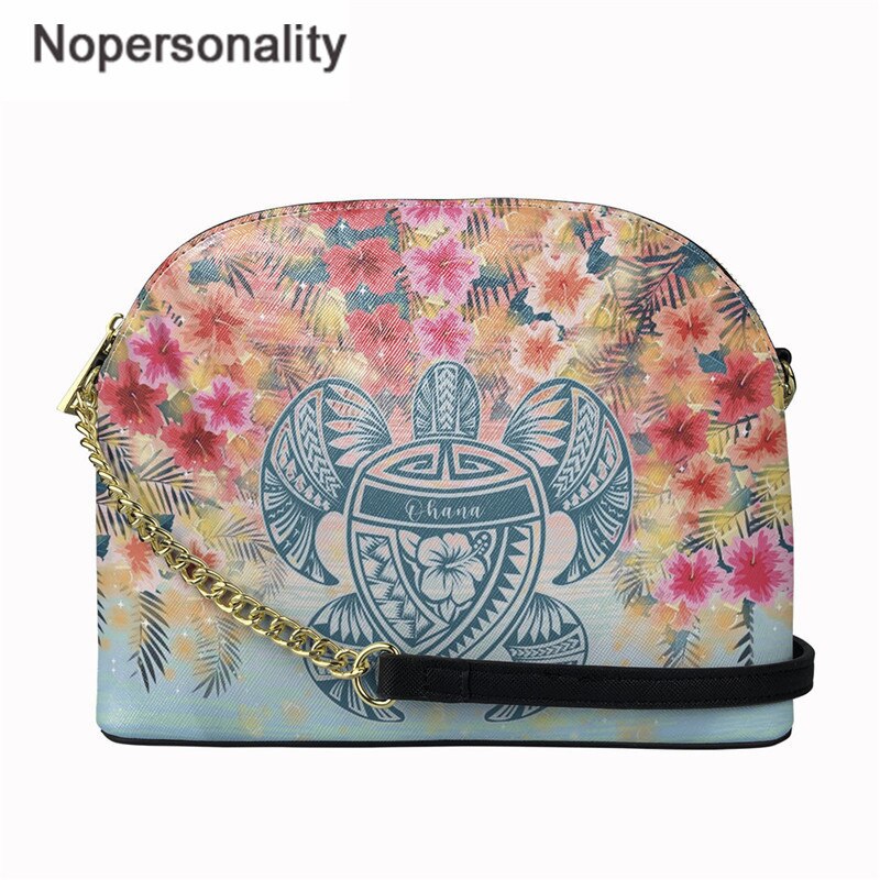 Nopersonality Polynesische Schildpad Met Hibiscus Print Vrouwen Pu Lederen Tas Brand Luxe Shell Tas Stijlvolle Schoudertas