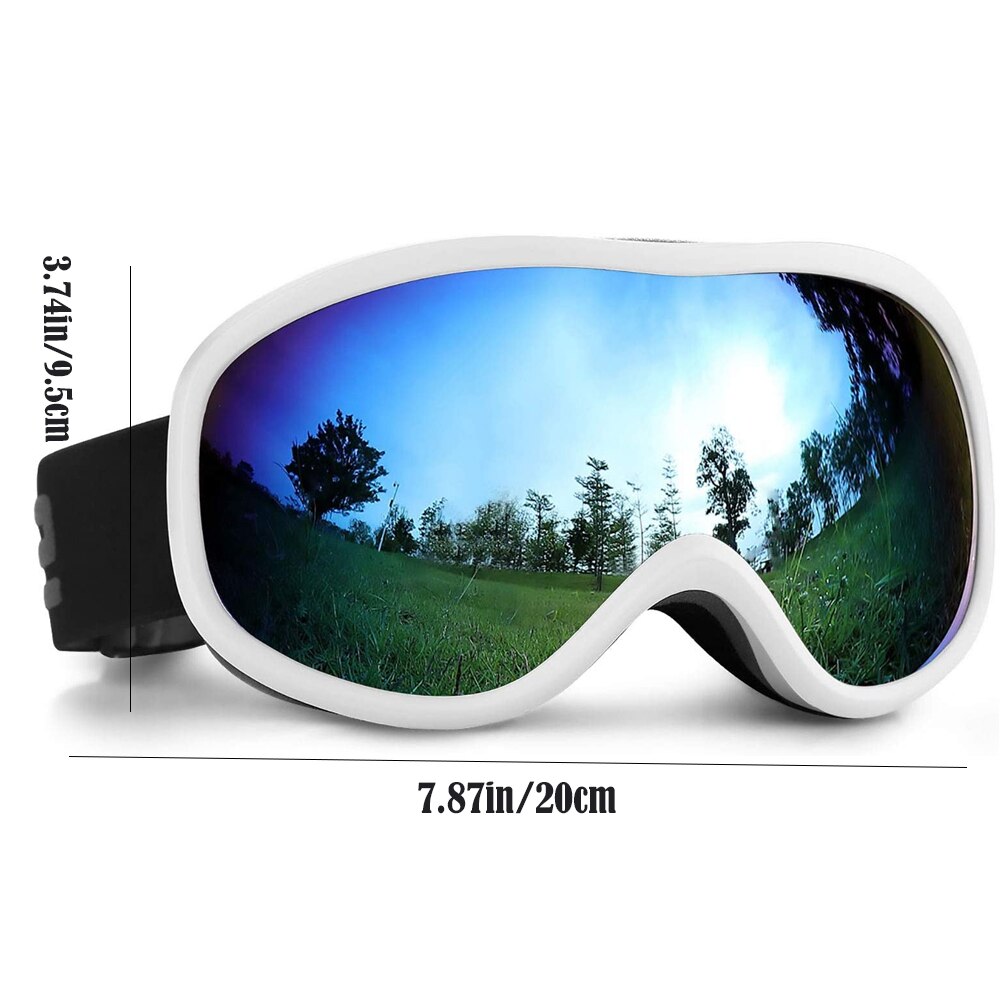Dubbele laag blauwe lens winter skibril anti-condens bril snowboardbril uv-bescherming anti-condens sneeuwbril mannen vrouwen wit