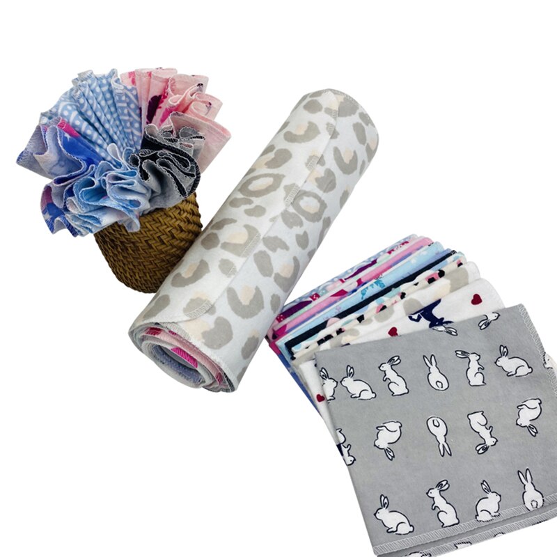 Reusable Hand Towels Cotton Hanky Washable Mocket Printed Tea Napkin Multifunction Soft Bib Towel Bamboo Cloth Diaper