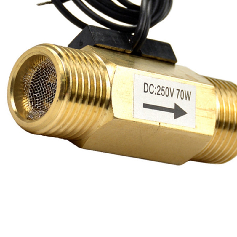 USM-FS21TA Flow Sensor Switch Reed Switch Brass Magnetic Sensor Switch 1.5-12L/Min 250V DC 70W 2 Wire Saier Sensor