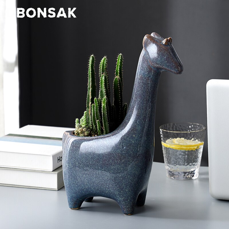 Giraffe Keramik Blumentopf Ebene Blumentopf Kitz Vase Sukkulenten Kaktus Pflanze Vergossen Blume Anordnung Hause Schreibtisch Dekoration