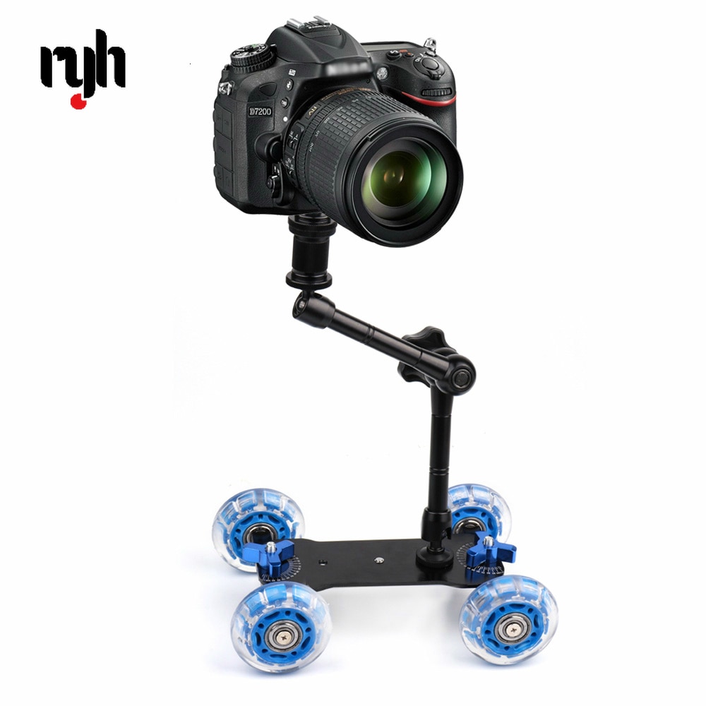 Schreibtisch Dolly + 11 ''Magic Arm Tafelblad Mobiele Rolling Video Rail Skater Voor Dslr Camera Slider Track Dolly Auto & Magic Arm