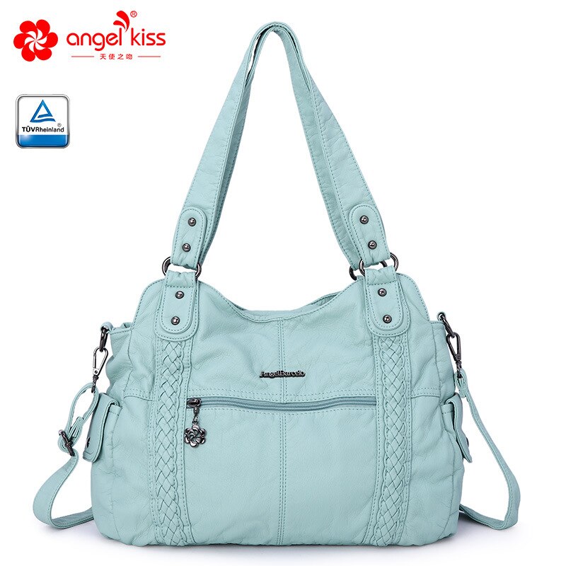 Large Capacity Brand Women Soft Multi Pocket Shoulder Bags PU Leather Leisure Shopping Tote Bag Stylish Travel Crossbody Bag