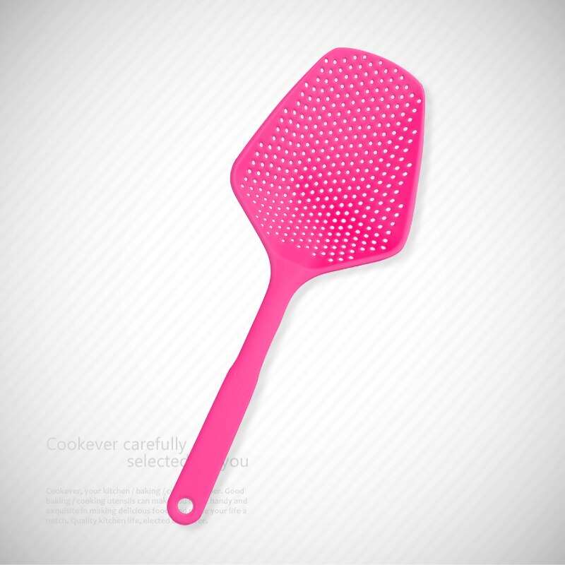 Scoop Colander Strainer Spoon Kitchen Food Drain Shovel Strainers Slotted Skimmer Sifter Sieve with Handle for Cooking Baking: RoseRed