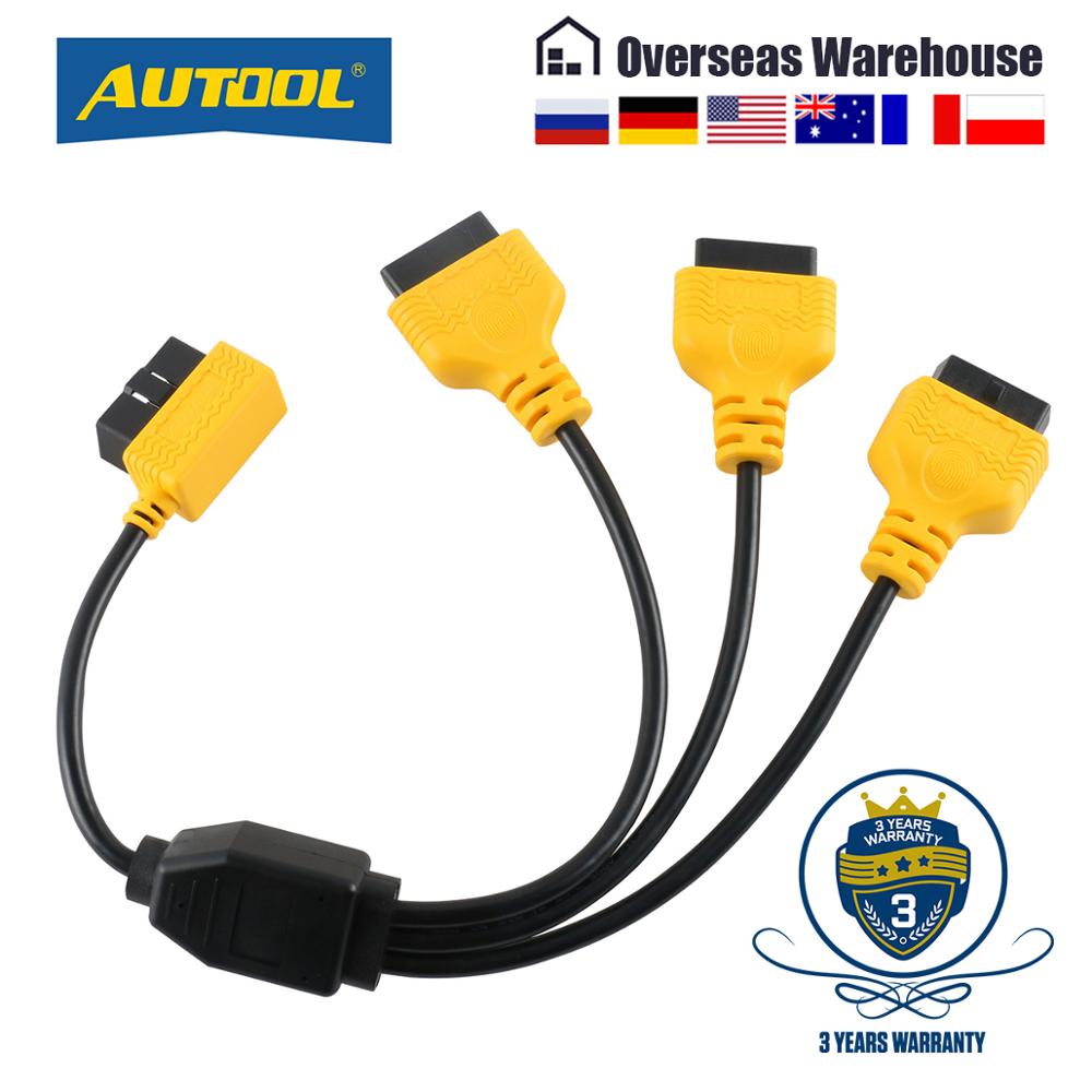 AUTOOL OBD2 Splitter Cable OBD 2 Extend Y Cables 1 to 3 Converter Adapter Wire 50cm J1962M to 3-J1962F OBD2 Extension Split Cord