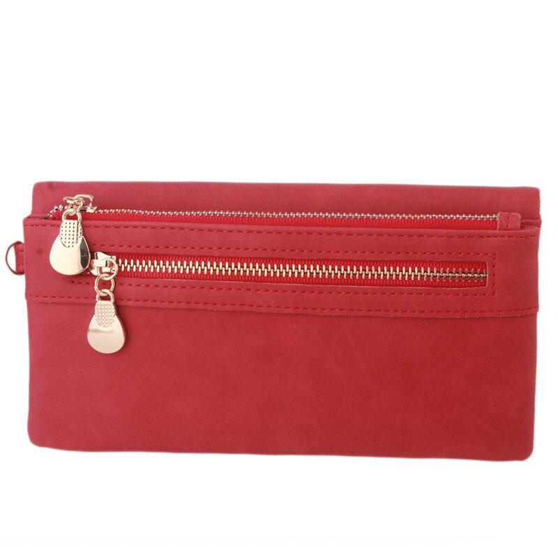 Carteras modernas para mujer, Cartera de cuero mate con doble cremallera, bolso de mano de día, bolso de mano para mujer