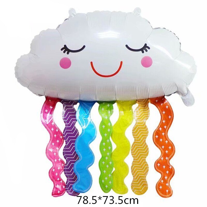 1Pcs Cartoon Smiling Cloud Foil Balloon Lovely Helium Rainbow Flower Fairy Unicorn Balloon Baby Shower Kids Birthday Party Decor: Agate