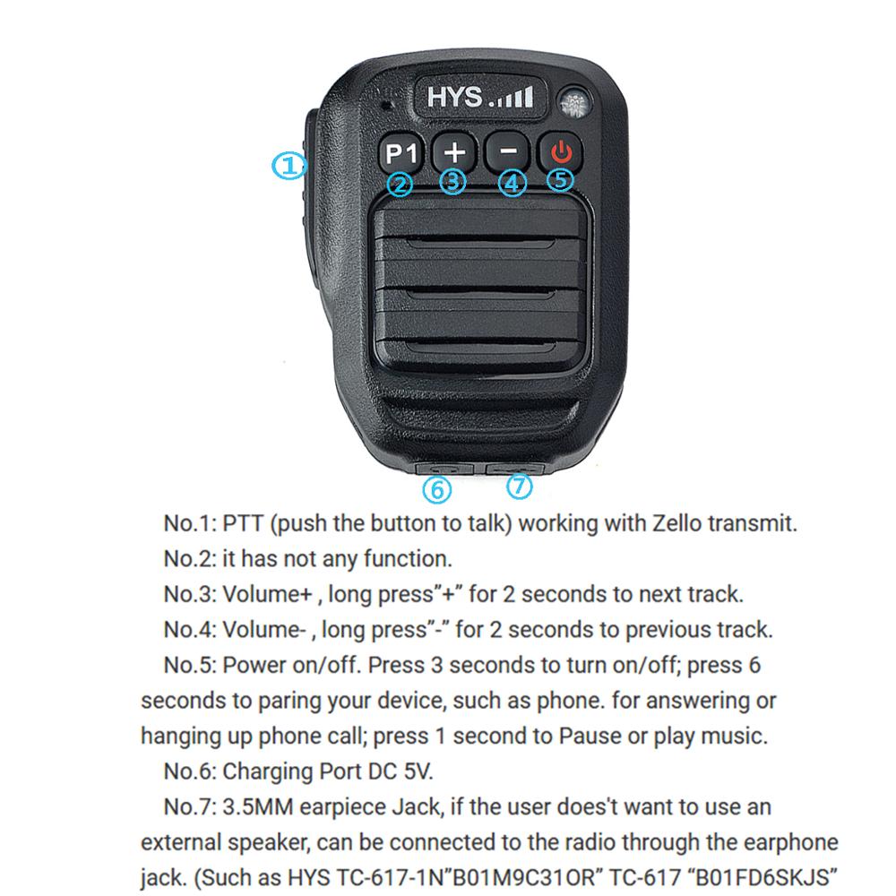 Micrófono de altavoz PTT Bluetooth inalámbrico de mano para Android Zello ZelloWork Kodiak AZET