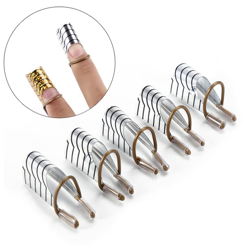 5Pcs/set Reusable UV Gel Acrylic Tip Women Aluminum Nail Art Extension Guide Form Stencil Manicure Finger Rest Tool Random Color
