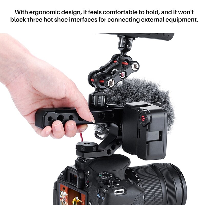 R005 Dslr Camera Top Handle Grip Metallo Adattatore Scarpa Freddo di Montaggio Universale Hand Grip Per Sony Nikon Canon Con 1/4 3/8 vite