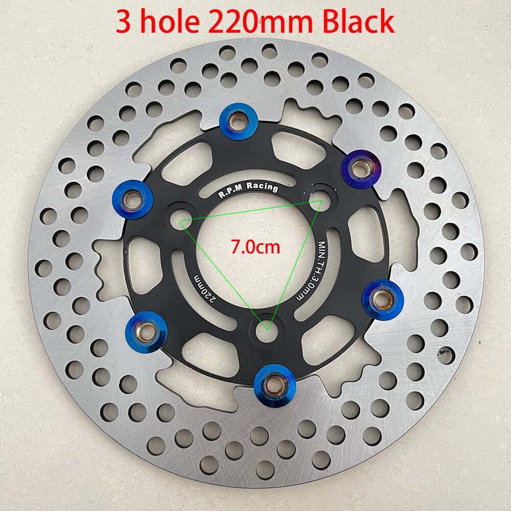Universal Aluminum alloy Floating discs motorcycle brake disc Outside diameter 200mm/220mm/245mm/260mm Rapid cooling brake pads: 7.0cm Black 220mm