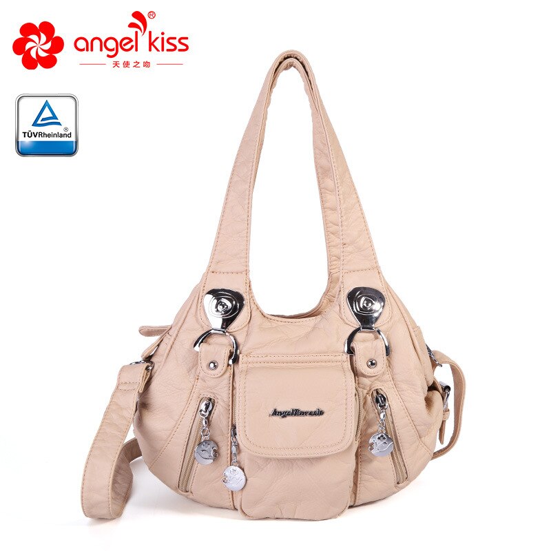 Wassen PU Lady Handtas Pure Kleur vrouwen Handtassen Diverse Kleuren Enkele Schouder Diagonaal Straddle Tas ZF10182: Beige