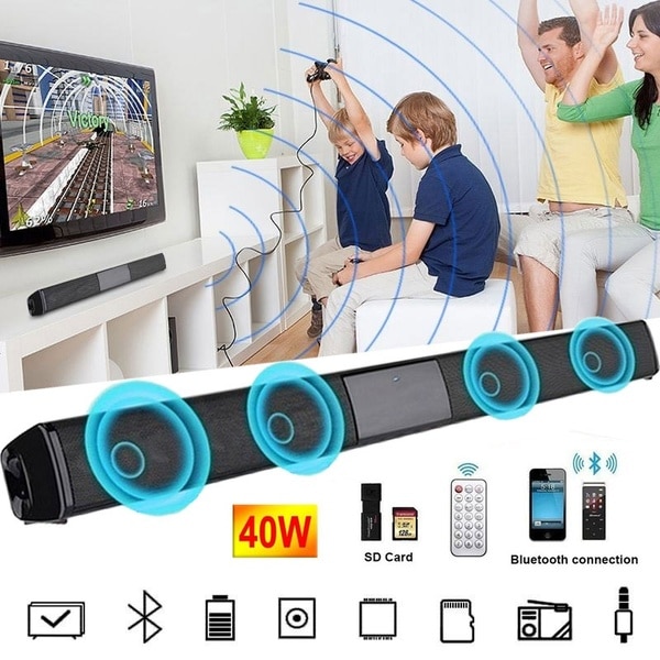550mm väggmonterade trådlösa 40w bluetooth soundbar stereohögtalare hemmabio tv stark bas soundbar