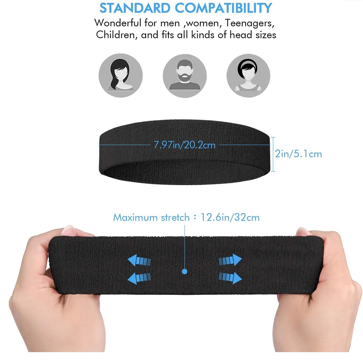 3 st svettåliga sportpannband för män och kvinnor - fukttransporterande svettband för tennis, basket, löpning, gym, träning