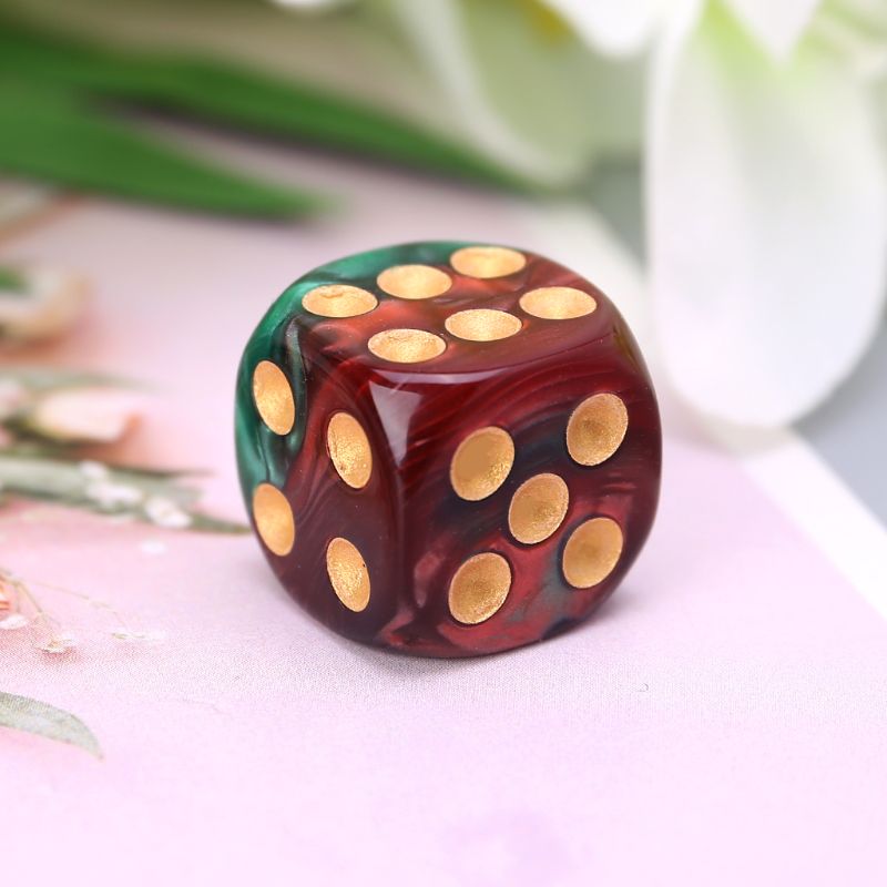 10 Pcs 16mm Resin Dice D6 Red Green Gold Points Round Edges KTV Bar Nightclub Entertainment Tools Adult Toys