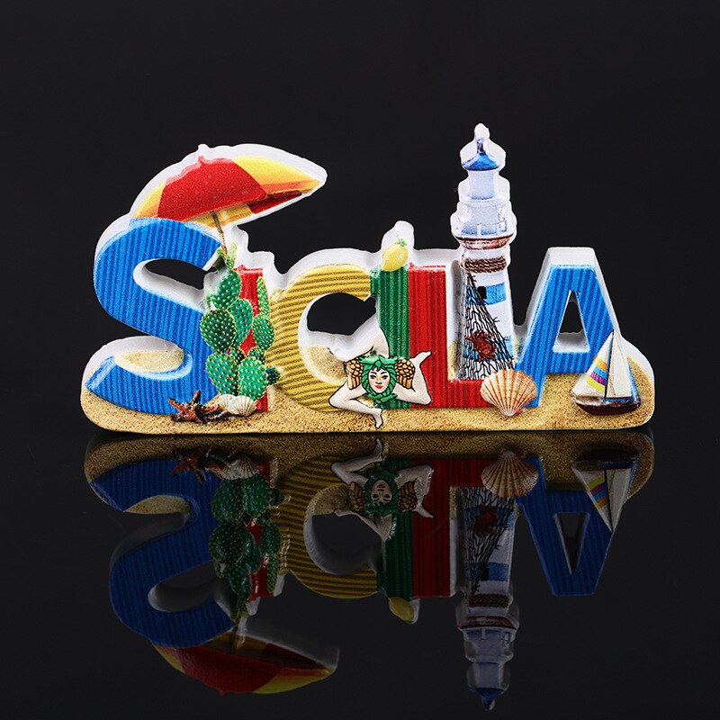 Wereld Reizen Koelkastmagneet Souvenir Italië Sicilia Hars Koelkast Sticker Keuken Accessoires Decoratie Thuis Relatiegeschenk Ideeën: MDL-1