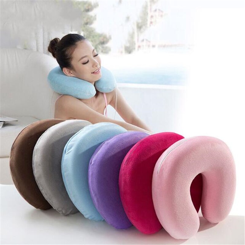 Almohada de cuello para coche, cojín en forma de U, almohada deportiva transpirable para oficina, almohada de viaje para dormir para niños, almohada de soporte para cabeza y cuello para adultos