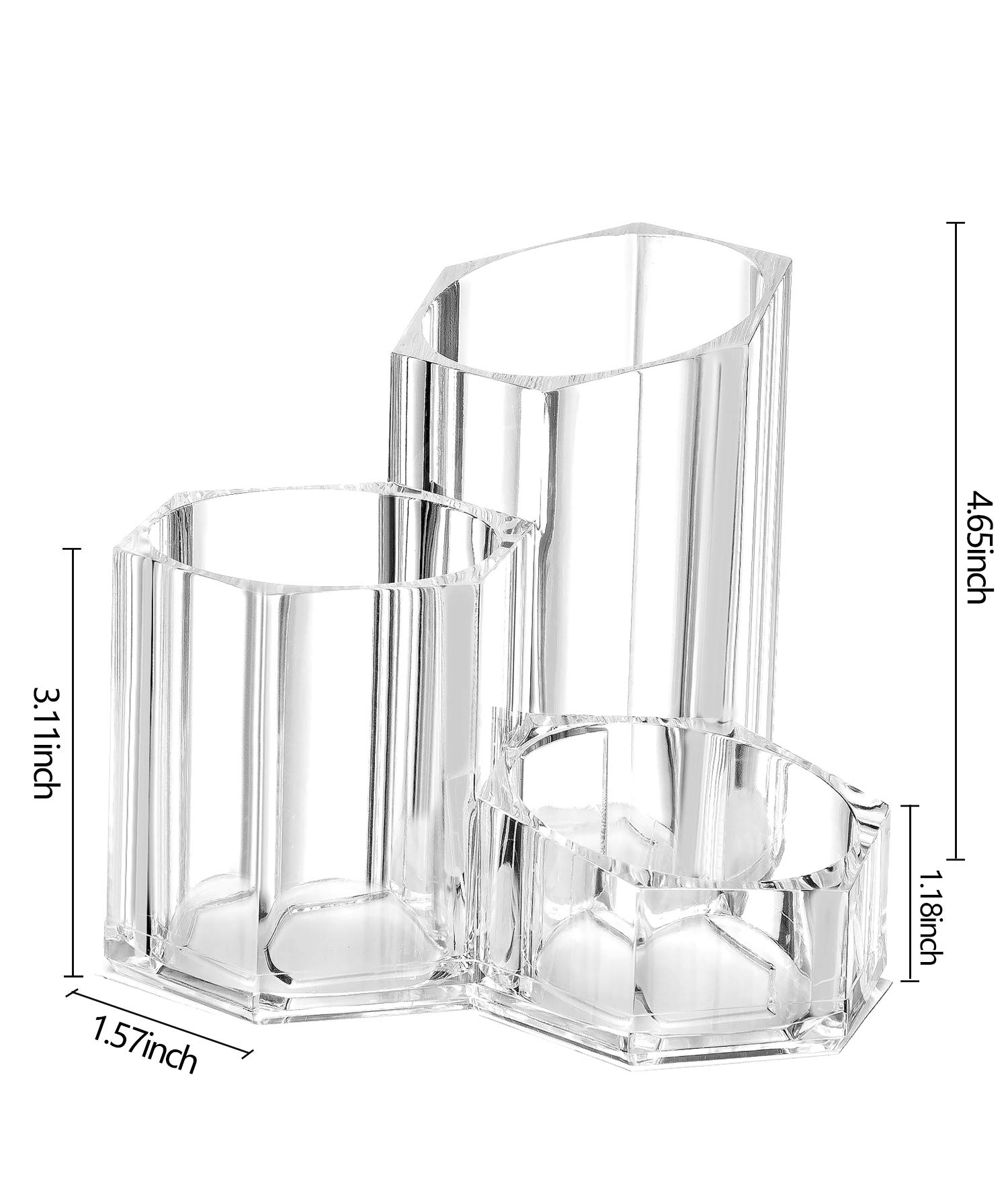 Makeup Brush Holder Organizer Storage 3 Slot Acrylic Cosmetics Brushes Storage Solution Perfume Organizer Makeup Black White: 3 di