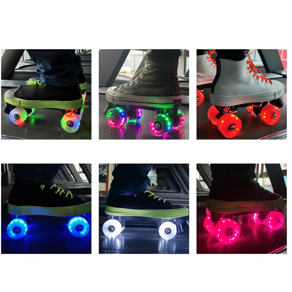 4Pack Quad Roller Skate Wielen Licht Up Lagers Voor Dubbele Rij Schaatsen Grip Lagers Onderdelen Gratis Rollerskate