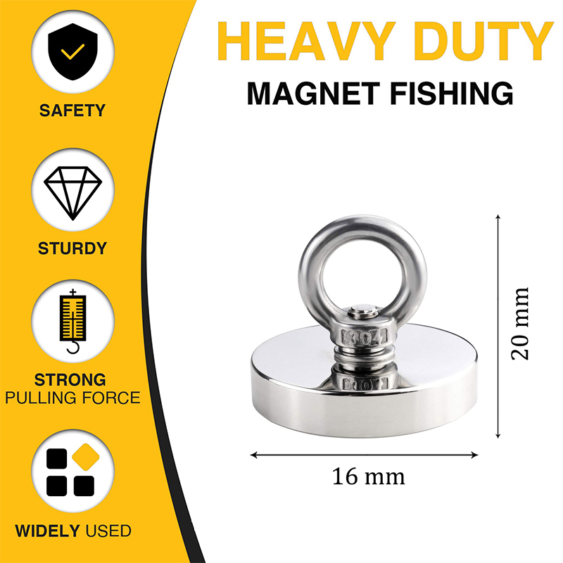Super Strong Neodymium Fishing magnet Hooks N52 Heavy Duty magnet with Countersunk Hole Eyebolt Salvage Searcher Magnets imans: Red