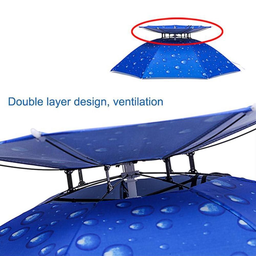 Hoofd Paraplu Hoed Dubbele Laag Opvouwbare Hoofd Slijtage Zonnebrandcrème Parasol Mat Draagbare Regenkleding Outdoor Vissen Camping Paraplu Cap