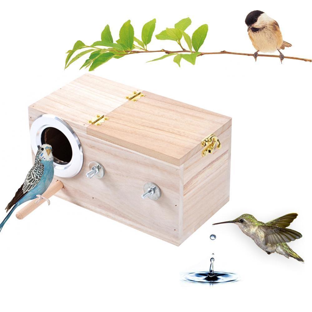 Kæledyr fugl træ hus parakit redenæske fugl hus æske leverancer fugl til lovebirds parring papegøjer træavl kasse  w0 h 0