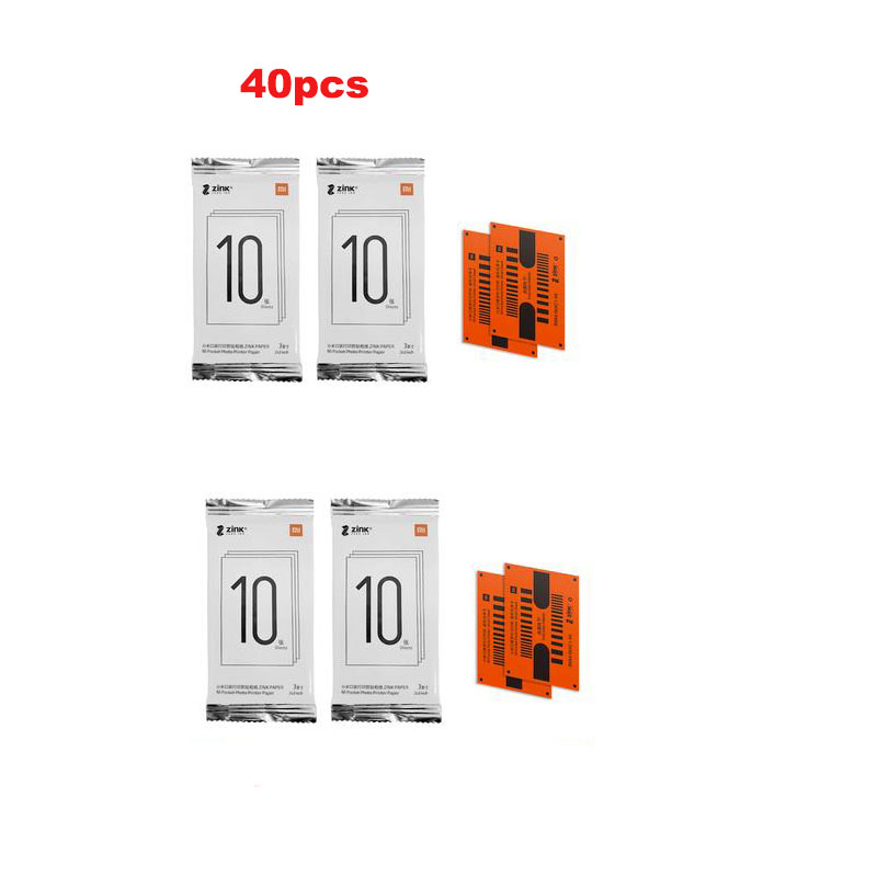 Carta per stampante tascabile originale Xiaomi ZINK stampa fotografica autoadesiva 10/20/50 fogli per stampante fotografica tascabile mini Xiaomi da 3 pollici: 40pezzi