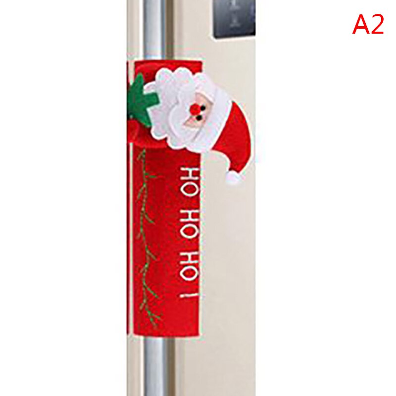 Pomo para manija de puerta de refrigerador de cocina, cubierta de tela, decoración de venado navideño, 1 Uds.: 2
