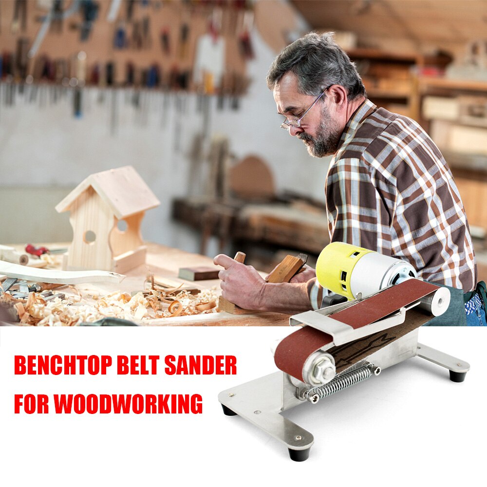 Mini Belt Sander Electric Edge Sharpener with Adjustable Workbench 7 Variable Speed 10 Sanding Belts Sanding Polishing Machine
