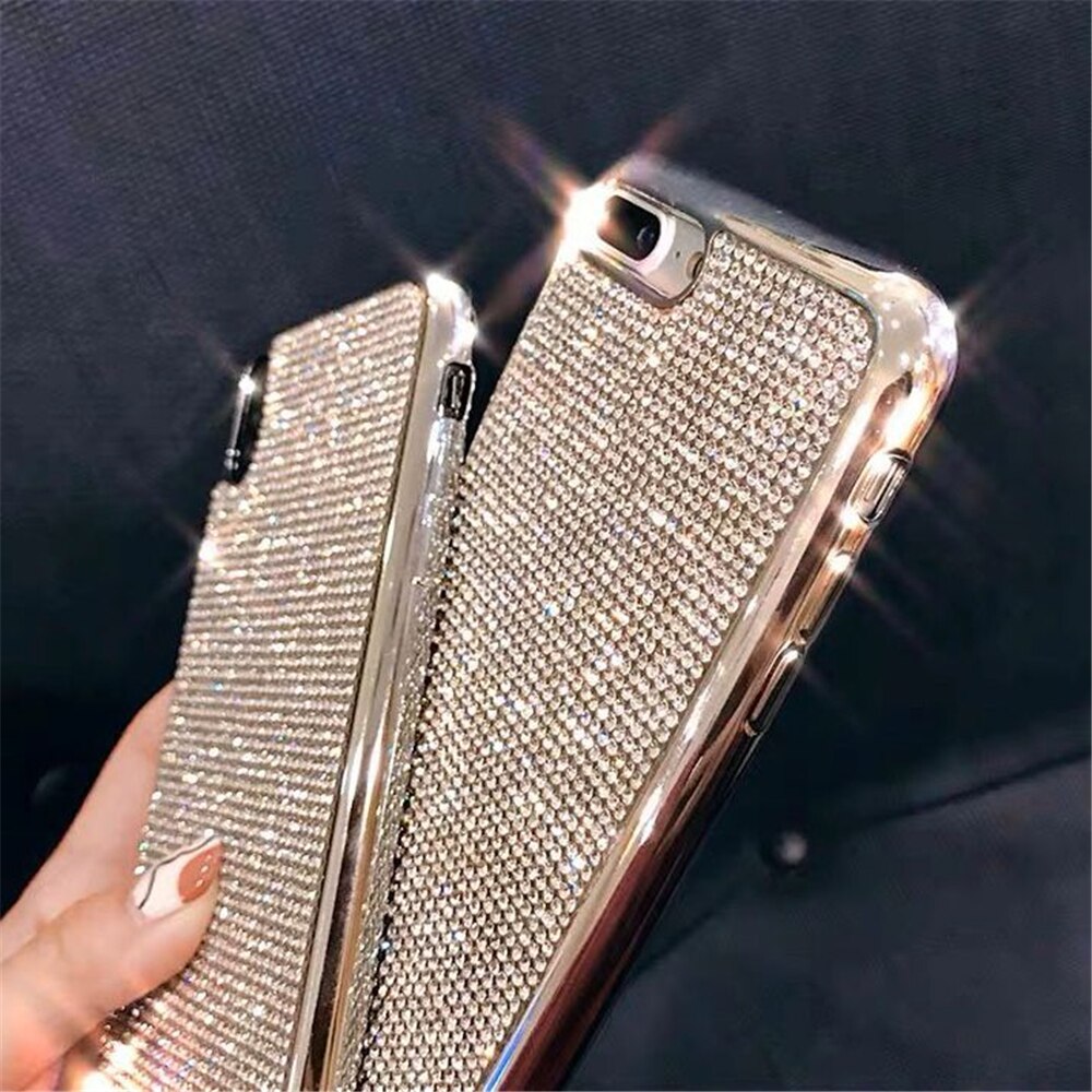 Luksus glitter rhinestone telefon etui til samsung galaxy  s20 ultra  s8 s10 s9 plus  s10e skinnende diamant blød silikone bagcover