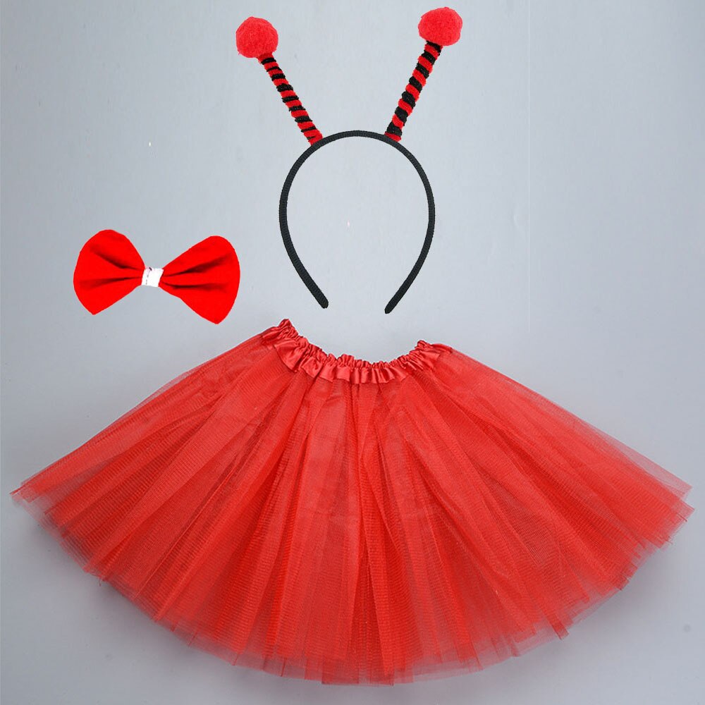 Disfraz de abeja amarilla y mariquita para niños y mujeres, conjunto de falda y tutú de dibujos animados, diadema, cola, de cumpleaños, Cosplay, Halloween