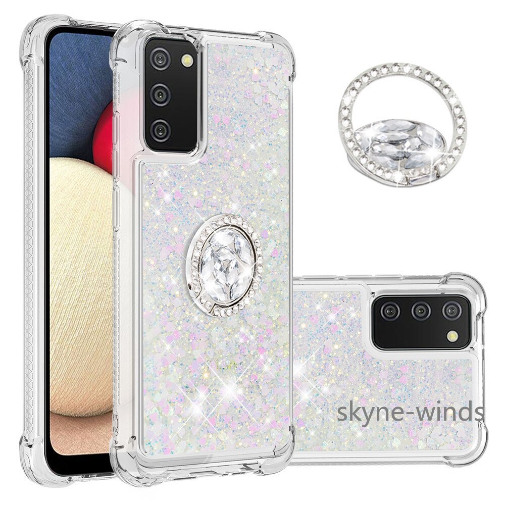 For Samsung Galaxy A 02S A02S EU US SM-A025F/DS rhinestone ring buckle anti-fall quicksand phone case for SM A02S cover coque