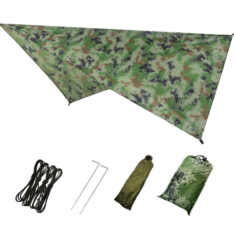 Fortelt strand udendørs camping fortelt dækket hængekøje regn flyve presenning vandtæt telt: Camouflage / 2.3 x 1.4m