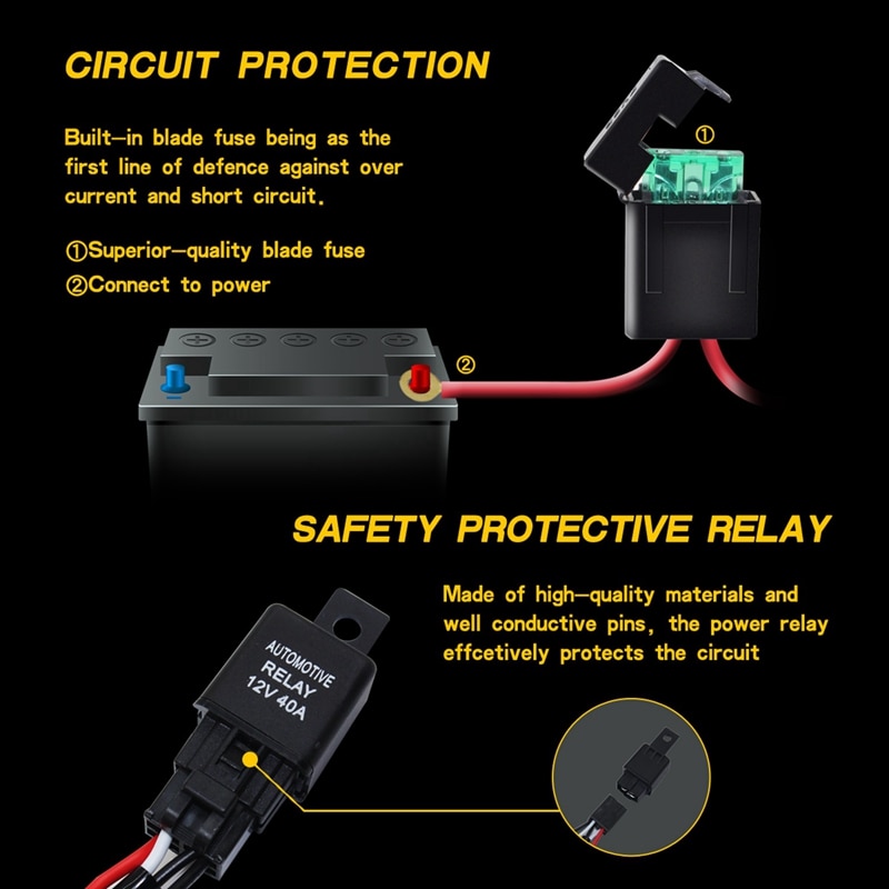 Barra de luz Led de mano de obra, Cable para coche, todoterreno, luz antiniebla, juego de mazo de cableado con interruptor de encendido/apagado de 40a Dc12V, Una Drag Two