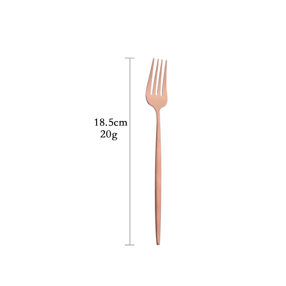 Tableware Matte Rose Gold Cutlery Set Stainless Steel Luxury Dinnerware Home Flatware Dessert Fork Tea Spoon Knife Kitchen Set: Dessert Fork