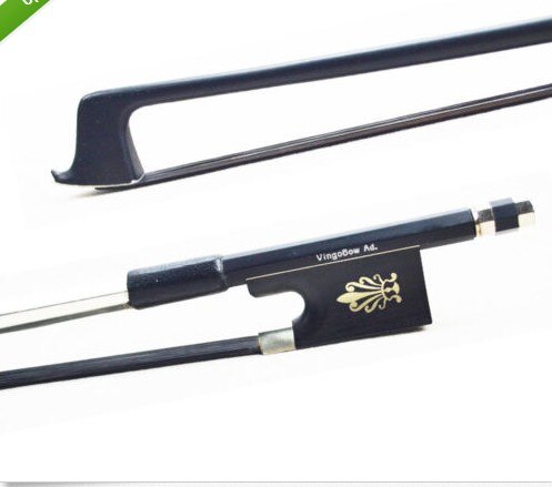 Archet De violon noir en Fiber De carbone, grenouille en ébène De bonne avec Fleur De Lys crinière noire 106VB, , 4/4