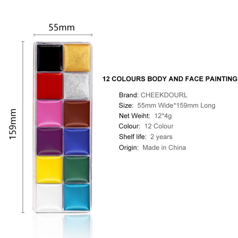 Halloween 12-kleuren Gezicht Kleur In Water Oplosbare Bodypaint Make-Up Feest Feest Make-Up